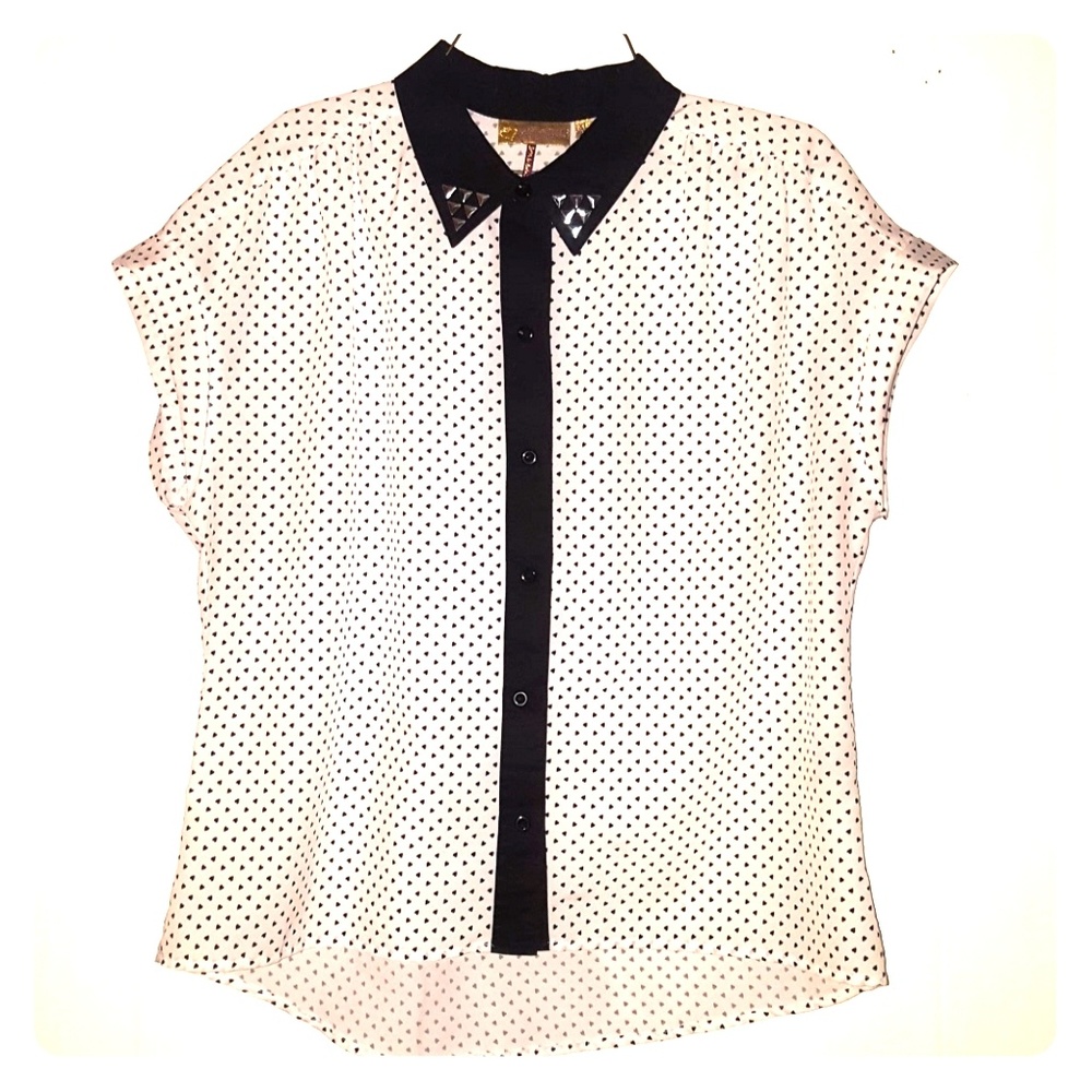 Black heart polka-dot blouse